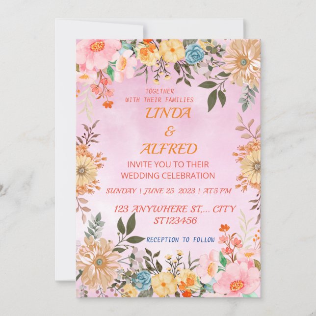 Invitation Mariage floral (Devant)
