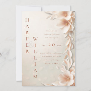 Invitation mariage floral 3d moderne