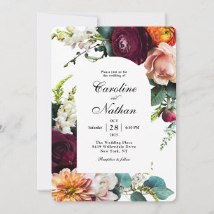 Invitation Mariage floral à charpente fraîche en automne