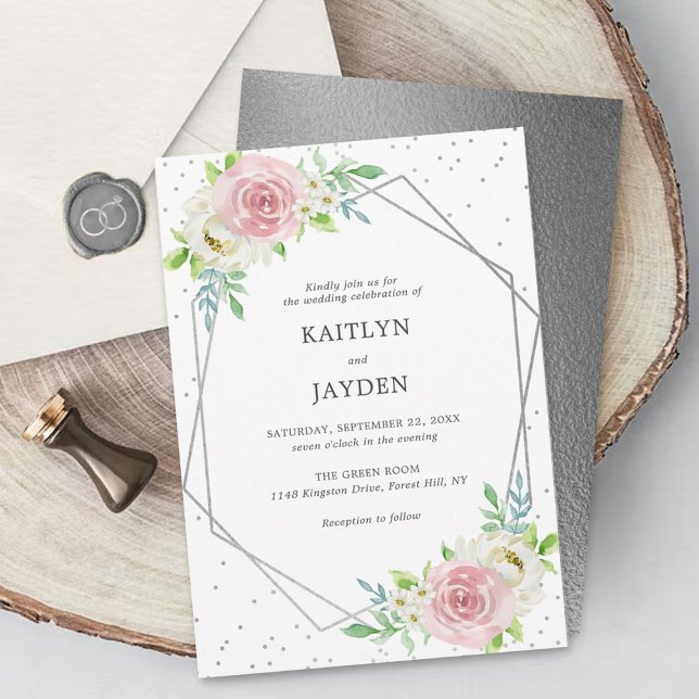 Invitation Mariage floral à huile géométrique chic (Créateur téléchargé)