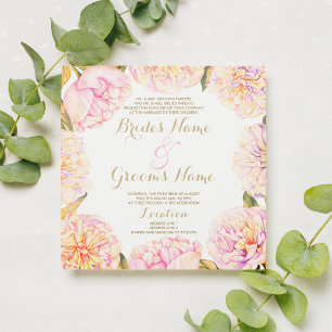 Invitation Mariage floral à l'aquarelle rose jaune d'été
