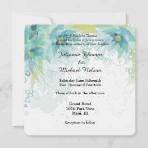 Invitation Mariage Floral Abstrait bleu