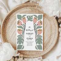 Mariage Floral Abstrait Stylisé Tons Sauge et Rose