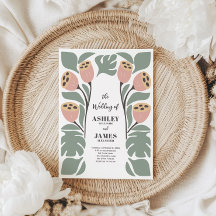 Mariage Floral Abstrait Stylisé Tons Sauge et Rose
