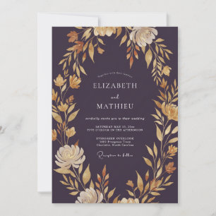 Invitation Mariage Floral Ambre Prune