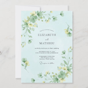Invitation Mariage Floral Aquarelle Botanique Aqua