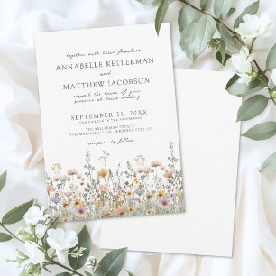 Invitation Mariage floral aquarelle de fleurs sauvages botani