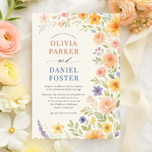 Invitation Mariage Floral Aquarelle Fleur Sauvage
