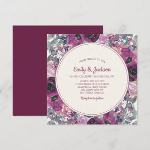 Invitation Mariage Floral Aquarelle Jardin Bohème Violet