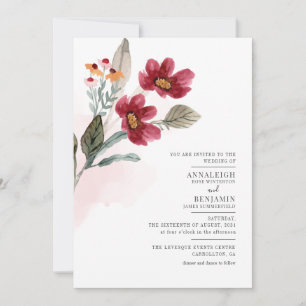 Invitation Mariage Floral Aquarelle Minimaliste