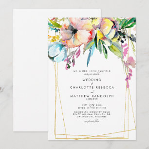 Invitation Mariage Floral Aquarelle Multicolore