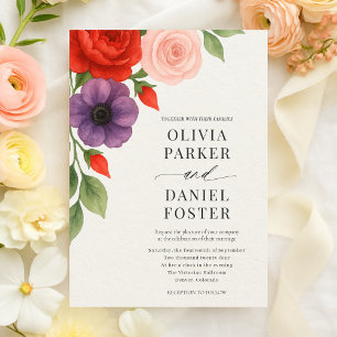 Invitation Mariage Floral Aquarelle Romantique