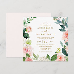 Invitation Mariage Floral Aquarelle Rose Gold