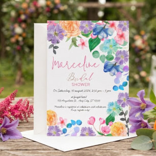Invitation Mariage floral aquarelle rose vif gras