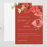 Mariage Floral Aquarelle Rouge Coquelicot Romantiq