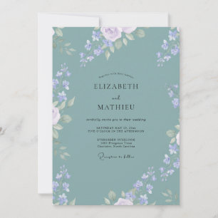 Invitation Mariage Floral Aquarelle Sauge Lavande