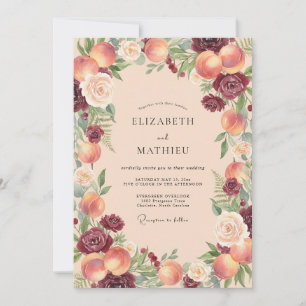 Invitation Mariage Floral Arc Bourguignon aux Pêches
