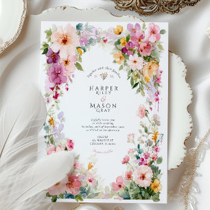 Invitation Mariage Floral Arc-en-Ciel Aquarelle Pastel