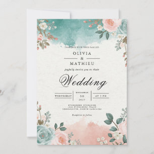 Invitation Mariage Floral Arc-en-ciel Téâl Éthéré