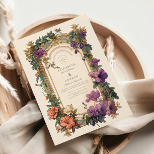 Invitation Mariage Floral Art Nouveau à Arche Dorée