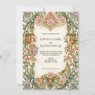 Invitation Mariage Floral Art Nouveau Bougainvillea