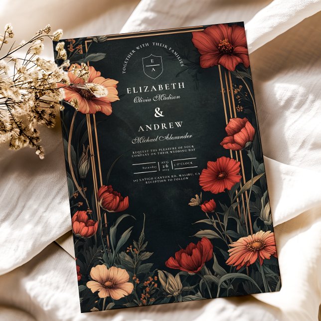 Invitation Mariage floral Art nouveau classique (Créateur téléchargé)