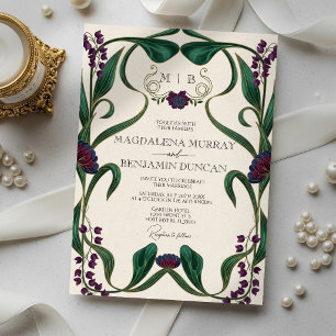 Invitation Mariage floral Art nouveau de tons de bijoux
