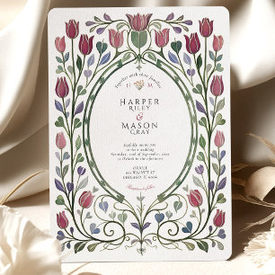 Invitation Mariage Floral Art Nouveau Élégant aux Tulipes