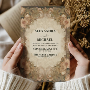 Invitation Mariage Floral Art Nouveau Vintage