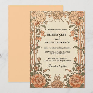 Invitation Mariage Floral Art Nouveau vintage William Morris