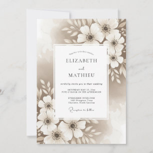 Invitation Mariage Floral Artistique Beige