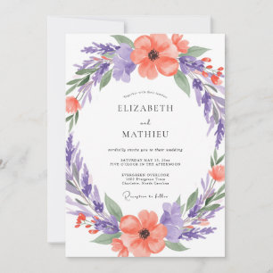 Invitation Mariage Floral Artistique Corail