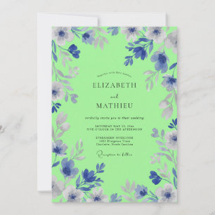 Invitation Mariage Floral Artistique Vert Citron