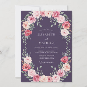 Invitation Mariage Floral Atmosphérique prune