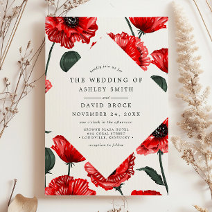 Invitation Mariage Floral au Coquelicot Rouge