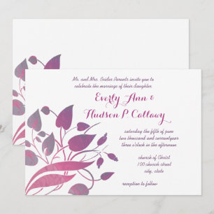 Invitation Mariage floral au crépuscule et au mauve magenta i