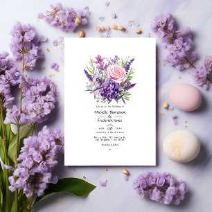 Invitation Mariage Floral au Lilas et au Lavande