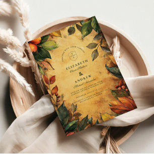 Invitation Mariage Floral au Parfum de Citrouille Épicée