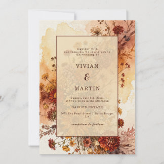 Invitation Mariage Floral Automnal à l'Aquarelle