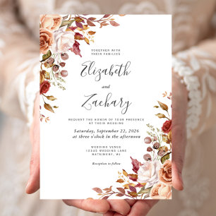 Invitation Mariage Floral Automnal Aquarelle