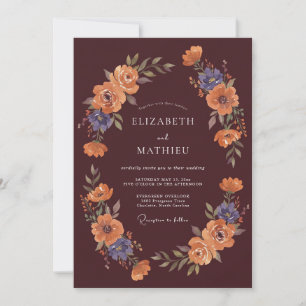 Invitation Mariage Floral Automnal Bourguignon