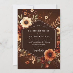 Invitation Mariage Floral Automnal Brun