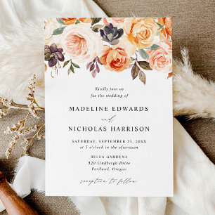 Invitation Mariage Floral Automnal Rustique Aquarelle