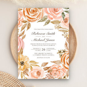 Invitation Mariage Floral Automnal Rustique Terrien