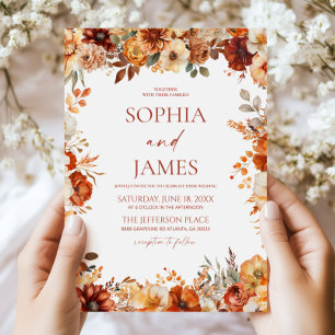 Invitation Mariage Floral Automne Élégant Rustique