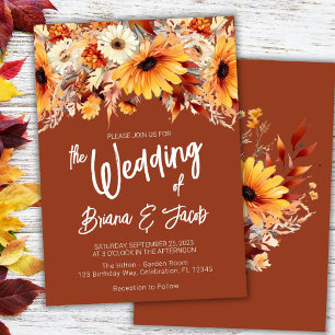Invitation Mariage Floral Automne Terracotta