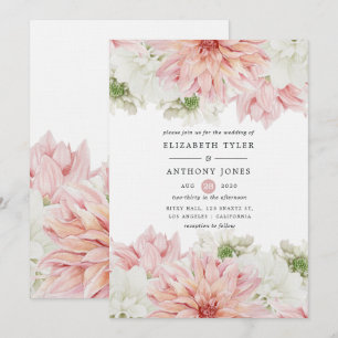 Invitation Mariage Floral aux Dahlias Rose