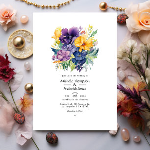 Invitation Mariage Floral aux Tons de Bijoux