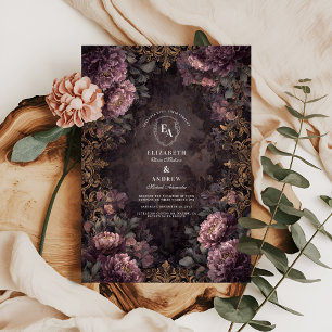 Invitation Mariage floral baroque noir et blanc