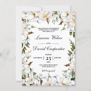 Invitation mariage floral blanc